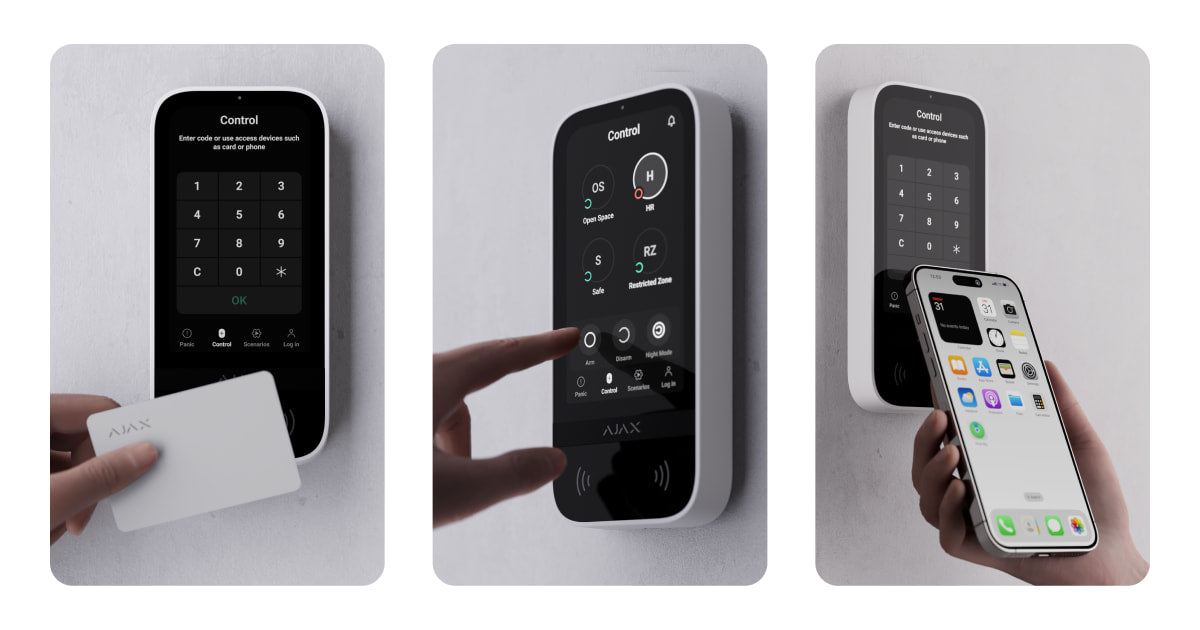 Ajax apsaugos sistema išmani belaidė signalizacija bastionas keypad touchscreen nuotolinis valdymas Ajax išmani belaidė namų apsaugos sistema signalizacija nuotolinis valdymas stebėjimo kameros bastionas hub 2 centralė