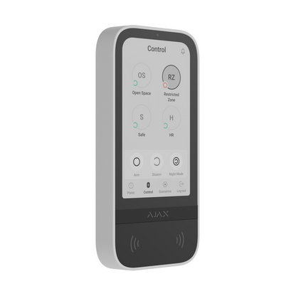 Ajax apsaugos sistema išmani belaidė signalizacija bastionas keypad touchscreen valdymas balta Ajax išmani belaidė namų apsaugos sistema signalizacija nuotolinis valdymas stebėjimo kameros bastionas hub 2 centralė
